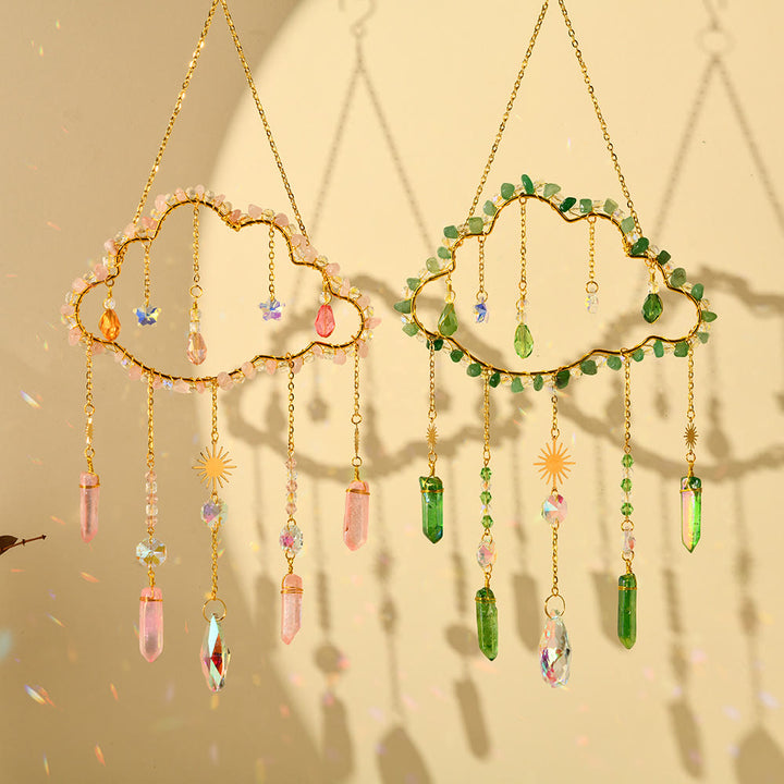 Carillon éolien en améthyste et quartz rose avec nuage de gravier Olivenorma