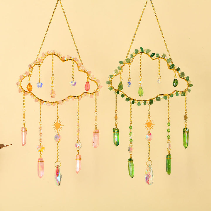 Carillon éolien en améthyste et quartz rose avec nuage de gravier Olivenorma