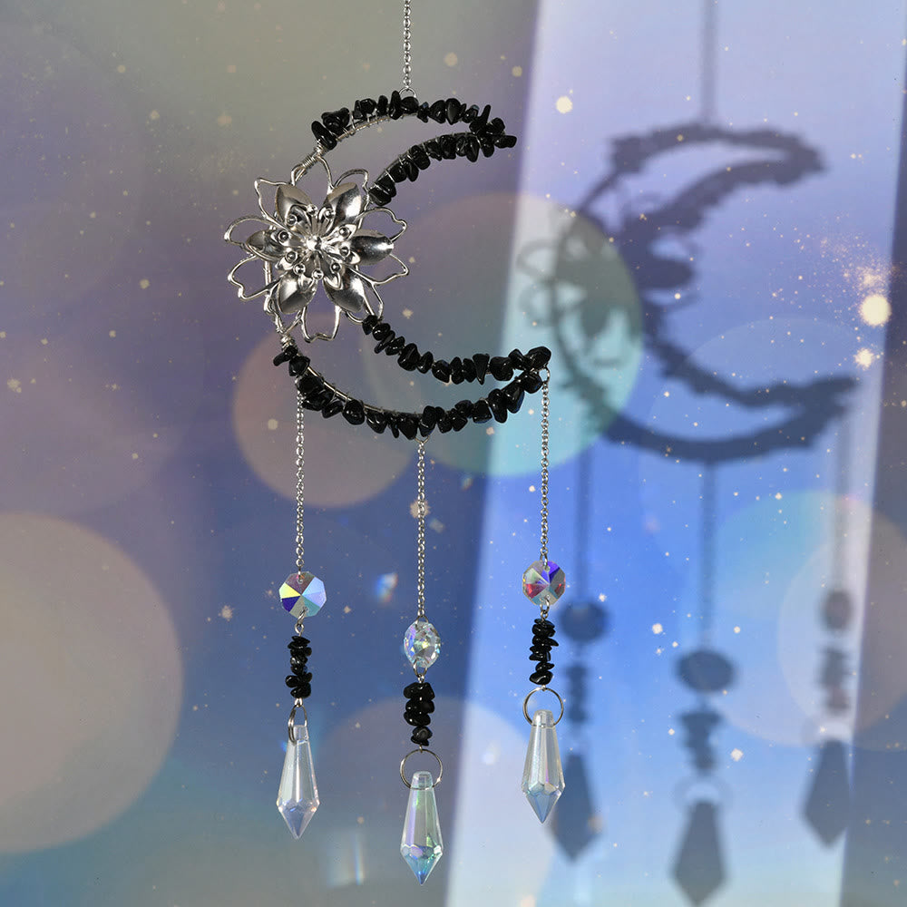 Carillon éolien en gravier naturel Olivenorma , motif lune et lotus