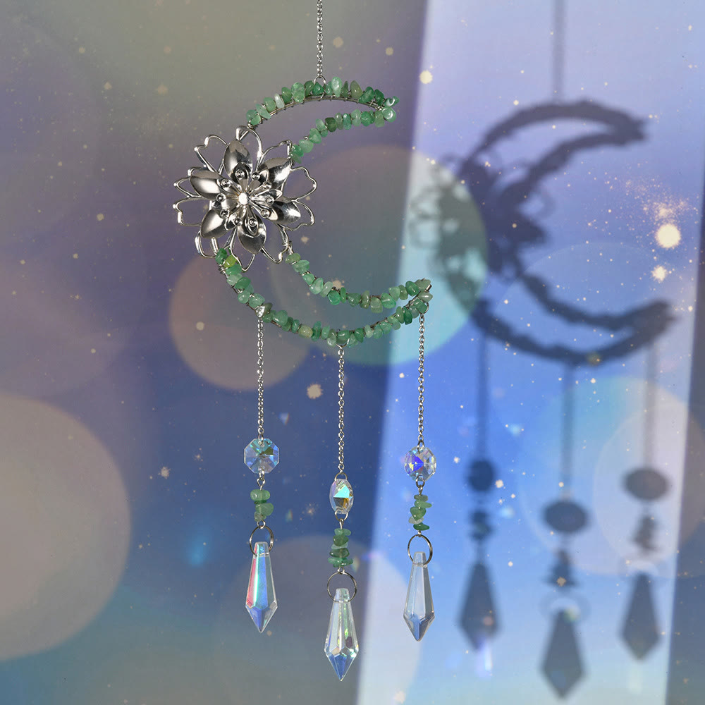 Carillon éolien en gravier naturel Olivenorma , motif lune et lotus