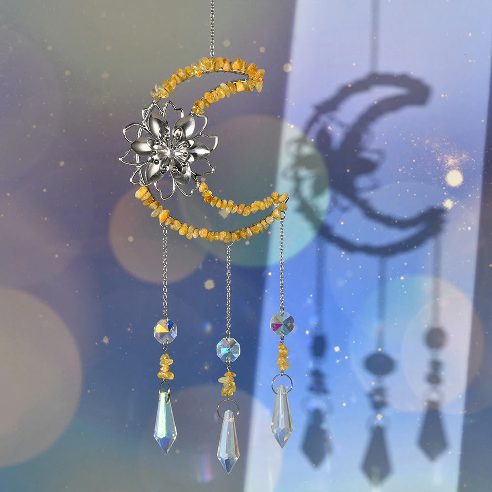 Carillon éolien en gravier naturel Olivenorma , motif lune et lotus