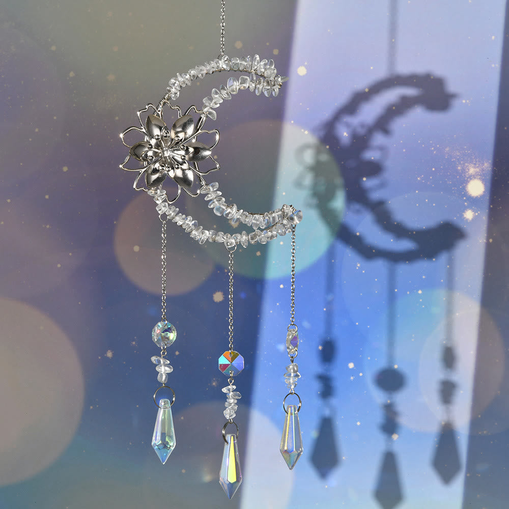 Carillon éolien en gravier naturel Olivenorma , motif lune et lotus