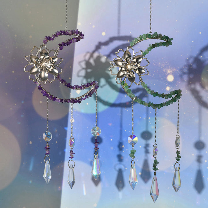 Carillon éolien en gravier naturel Olivenorma , motif lune et lotus