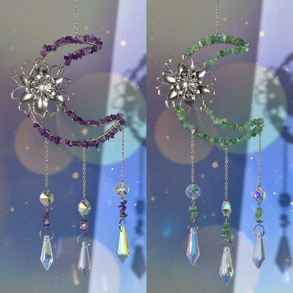 Carillon éolien en gravier naturel Olivenorma , motif lune et lotus