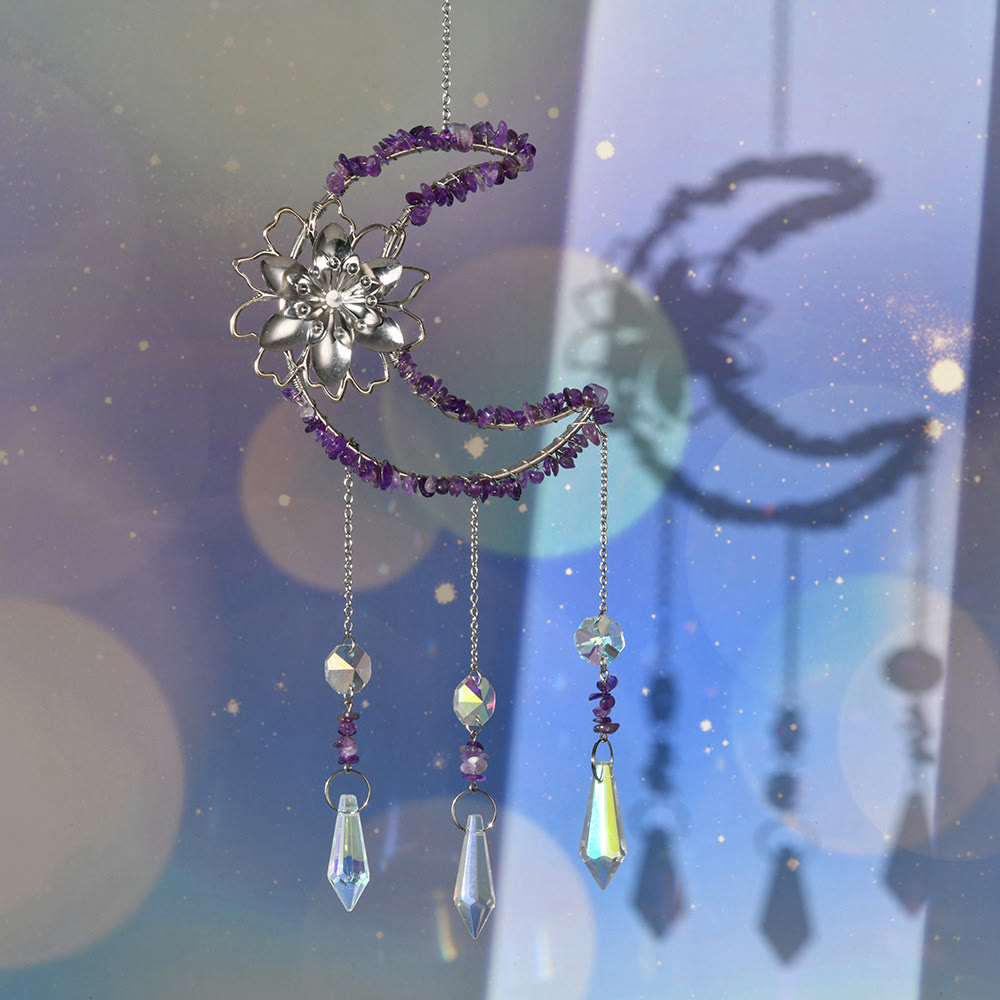 Carillon éolien en gravier naturel Olivenorma , motif lune et lotus