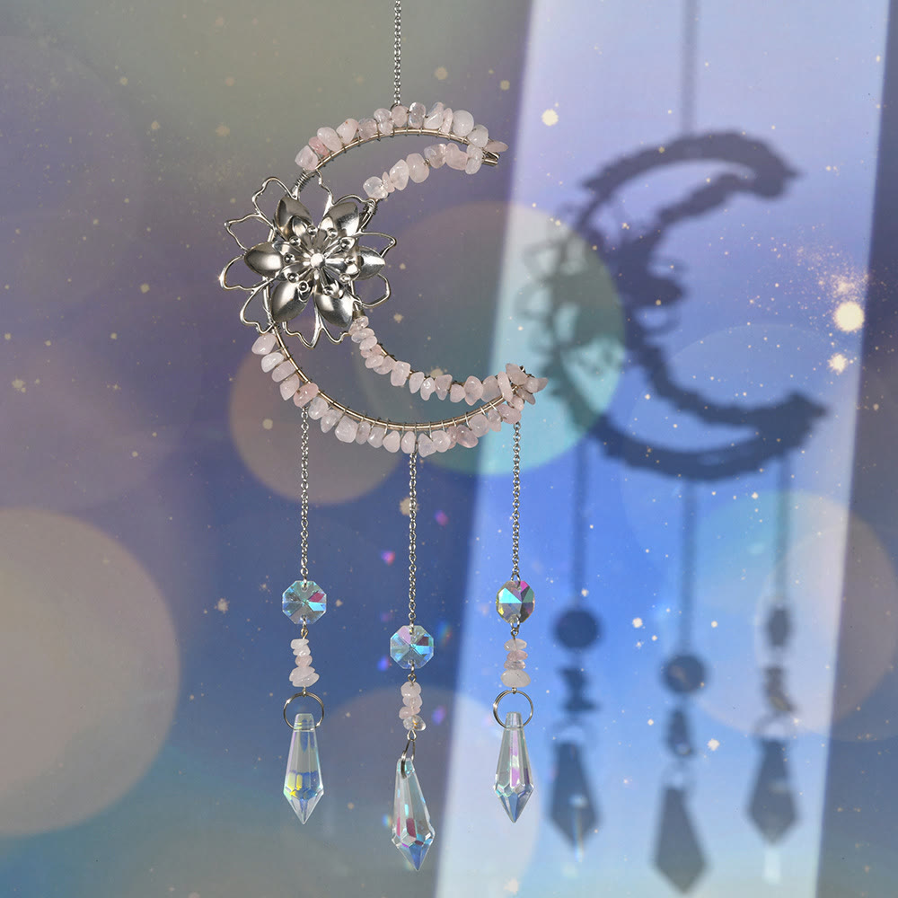 Carillon éolien en gravier naturel Olivenorma , motif lune et lotus