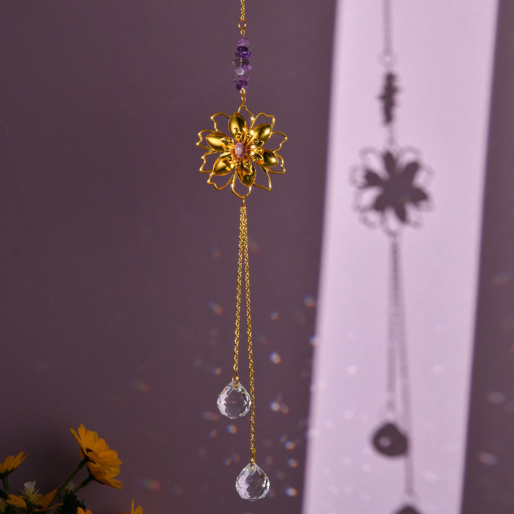 Pendentif attrape-soleil en gravier naturel avec lotus Olivenorma