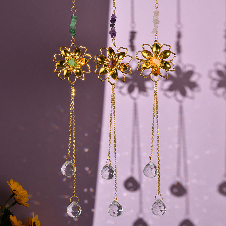Pendentif attrape-soleil en gravier naturel avec lotus Olivenorma