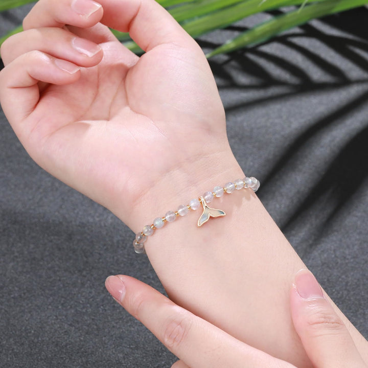 Bracelet pendentif queue de baleine en perles de labradorite naturelle Olivenorma