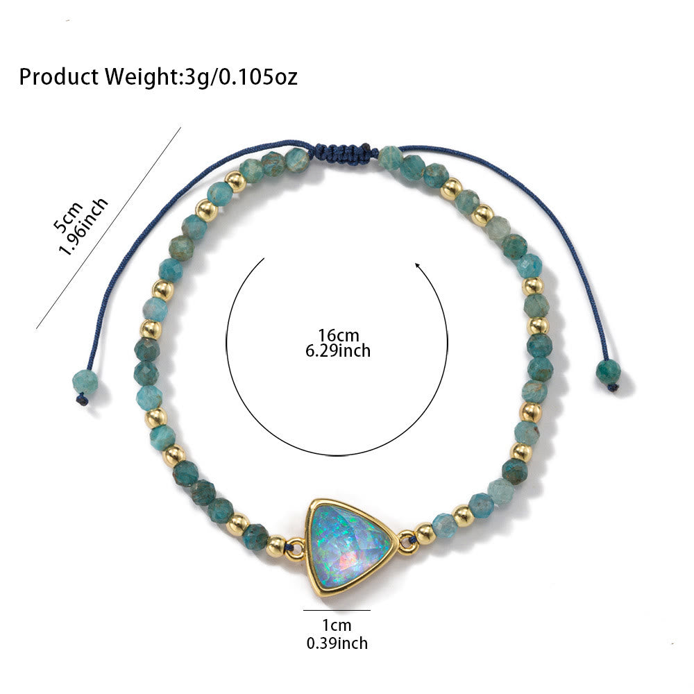 Bracelet pendentif en opale colorée et perles de cristal naturel Olivenorma