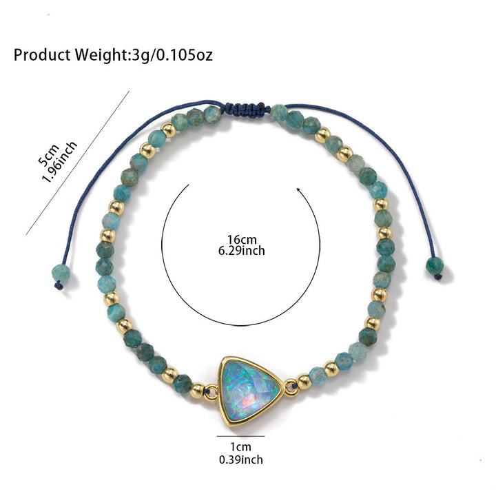 Bracelet pendentif en opale colorée et perles de cristal naturel Olivenorma