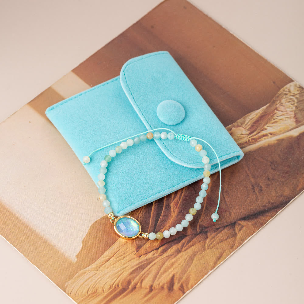 Bracelet pendentif en opale colorée et perles de cristal naturel Olivenorma