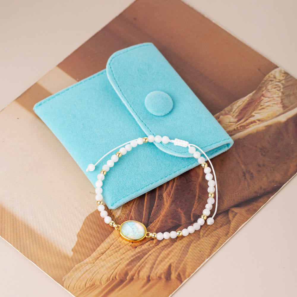 Bracelet pendentif en opale colorée et perles de cristal naturel Olivenorma