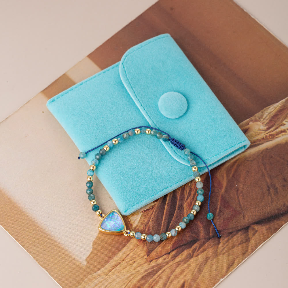 Bracelet pendentif en opale colorée et perles de cristal naturel Olivenorma