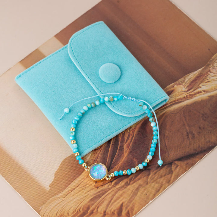 Bracelet pendentif en opale colorée et perles de cristal naturel Olivenorma