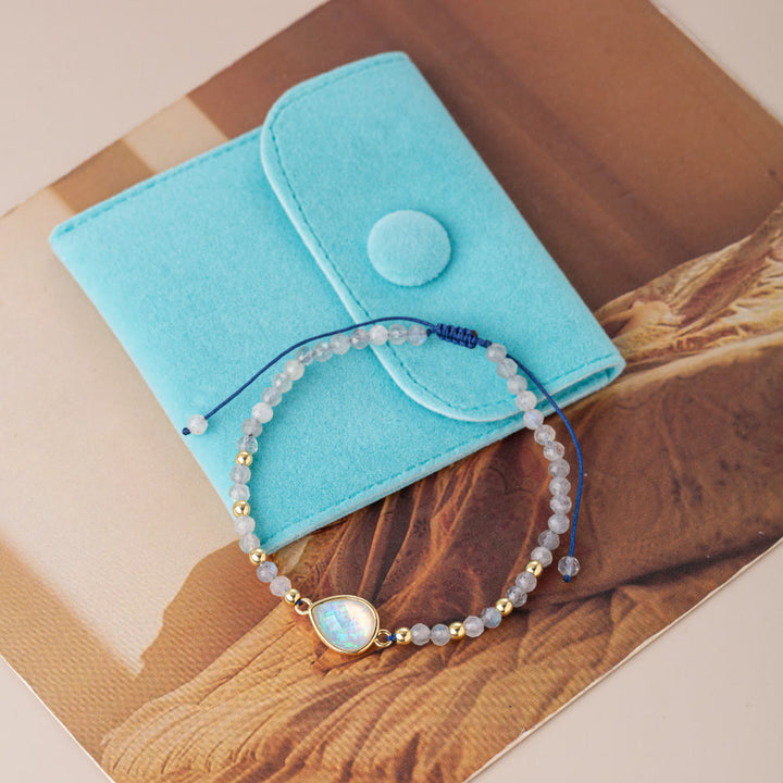 Bracelet pendentif en opale colorée et perles de cristal naturel Olivenorma