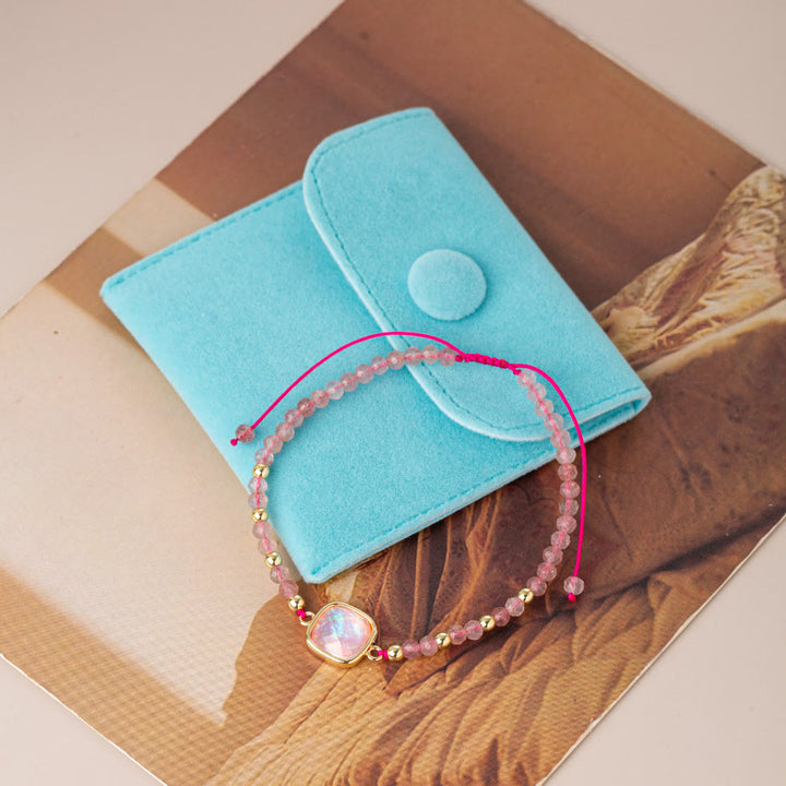 Bracelet pendentif en opale colorée et perles de cristal naturel Olivenorma