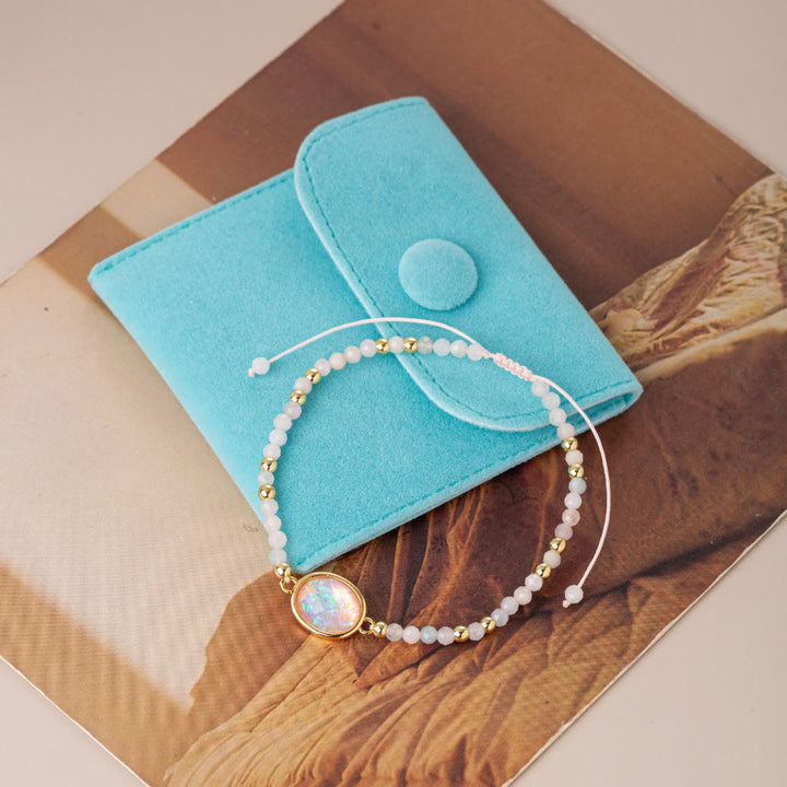 Bracelet pendentif en opale colorée et perles de cristal naturel Olivenorma