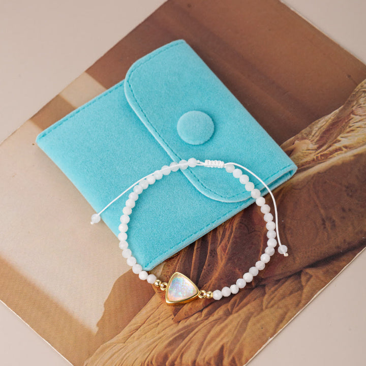 Bracelet pendentif en opale colorée et perles de cristal naturel Olivenorma