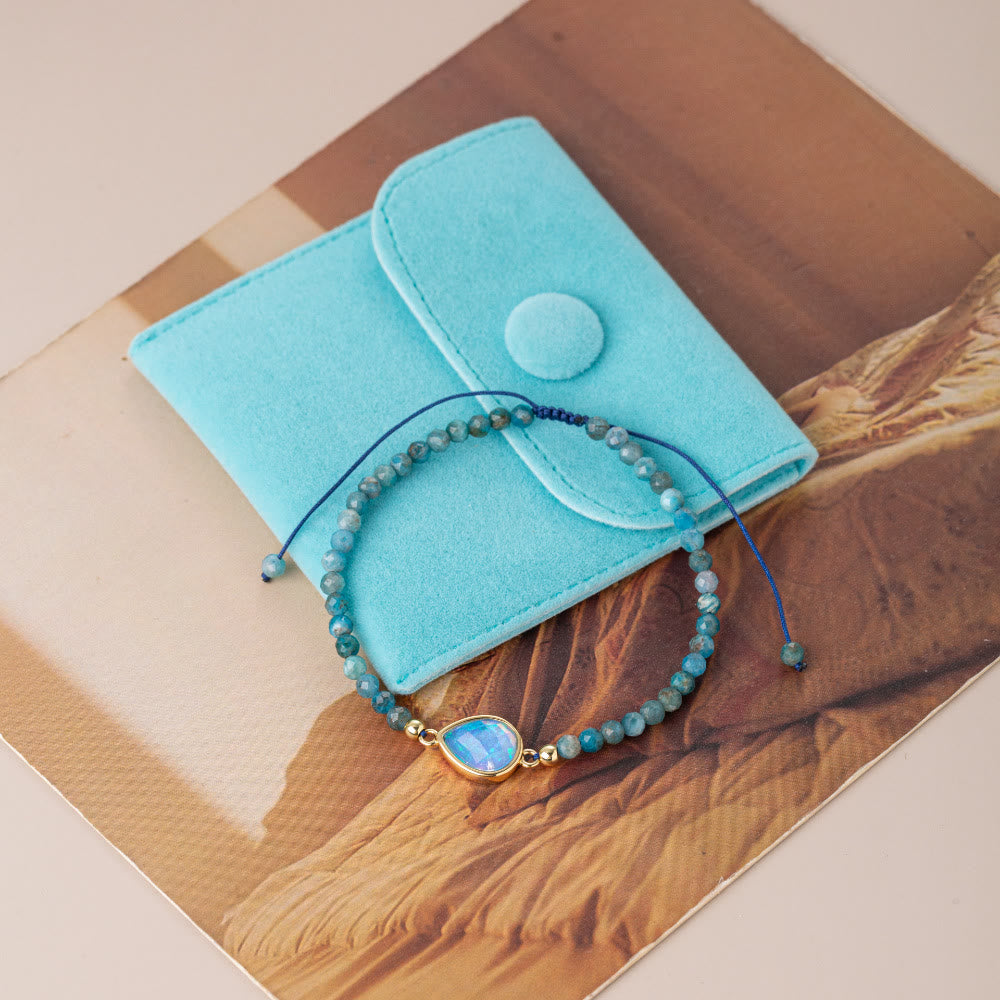 Bracelet pendentif en opale colorée et perles de cristal naturel Olivenorma