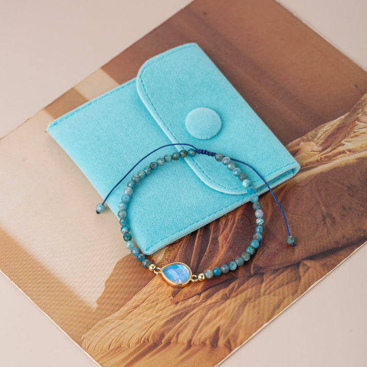 Bracelet pendentif en opale colorée et perles de cristal naturel Olivenorma