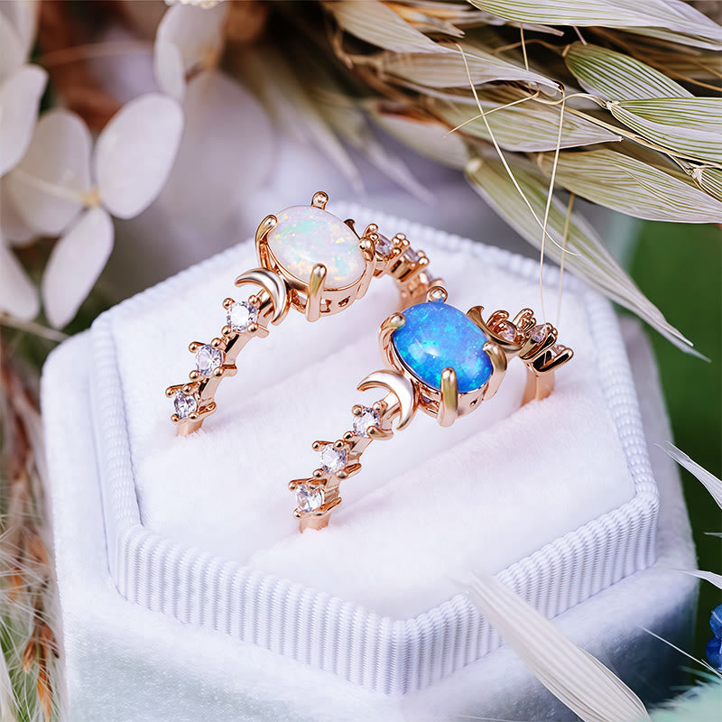 Bague double lune en opale naturelle Olivenorma