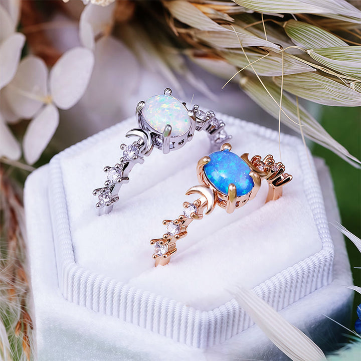 Bague double lune en opale naturelle Olivenorma