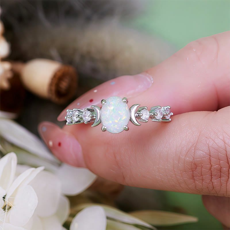 Bague double lune en opale naturelle Olivenorma