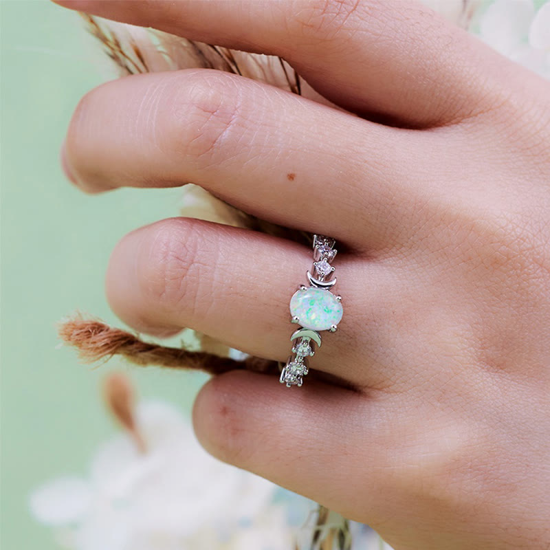 Bague double lune en opale naturelle Olivenorma