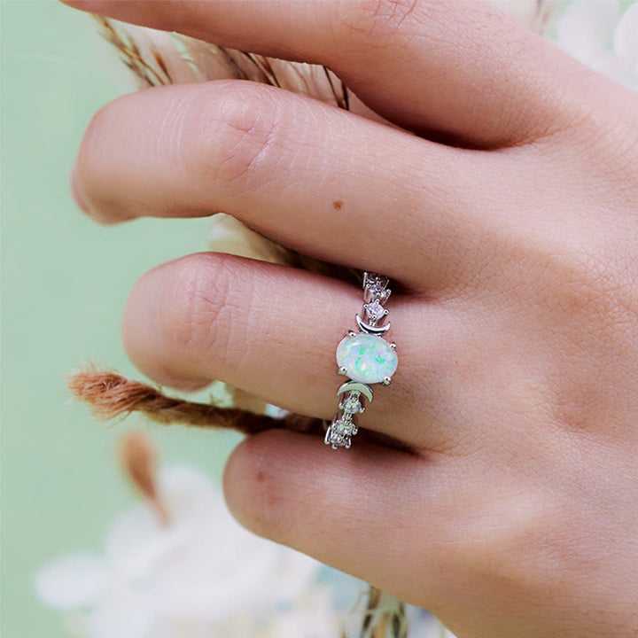 Bague double lune en opale naturelle Olivenorma