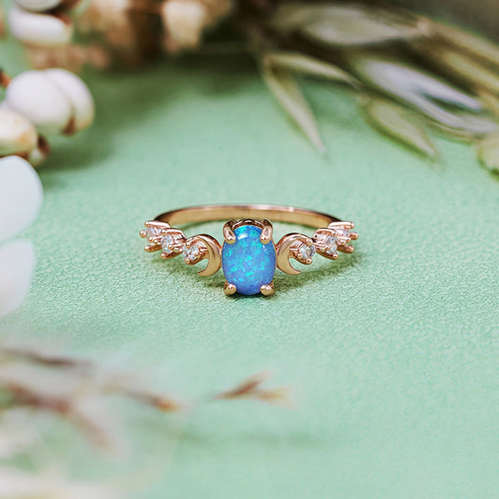 Bague double lune en opale naturelle Olivenorma