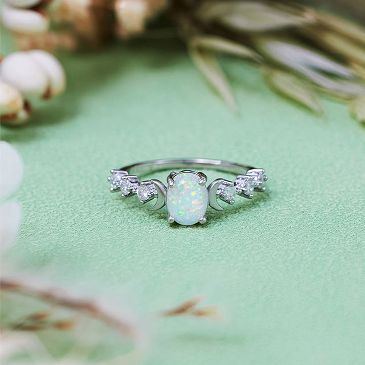 Bague double lune en opale naturelle Olivenorma