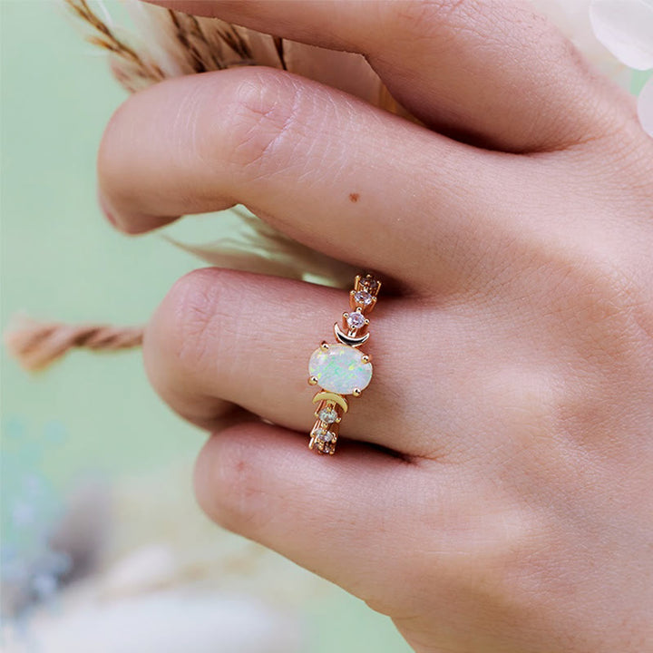 Bague double lune en opale naturelle Olivenorma