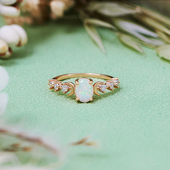 Bague double lune en opale naturelle Olivenorma