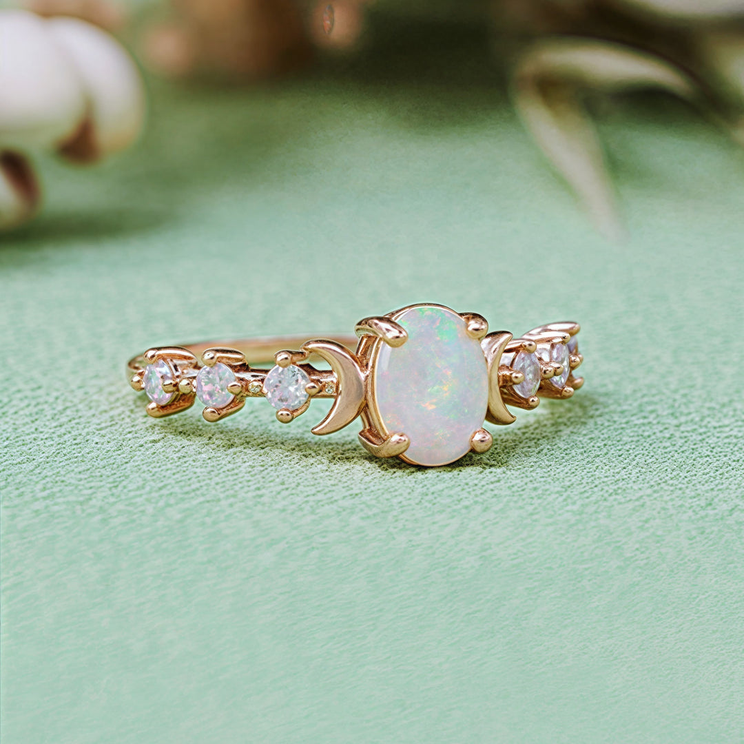 Bague double lune en opale naturelle Olivenorma