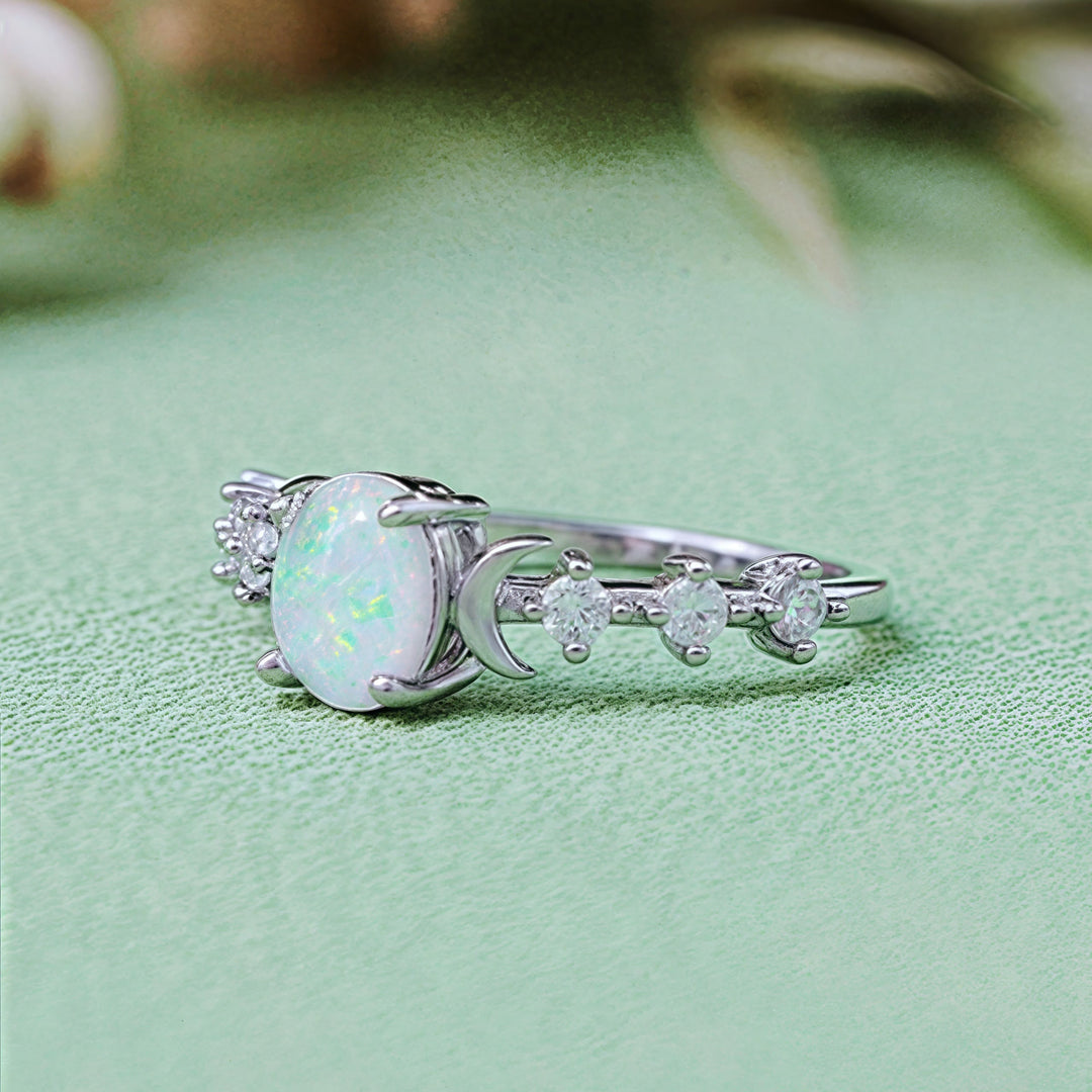 Bague double lune en opale naturelle Olivenorma