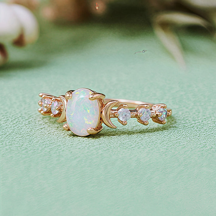 Bague double lune en opale naturelle Olivenorma