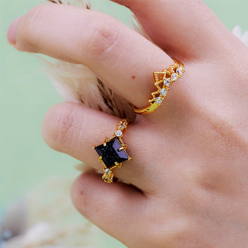 Ensemble de 2 bagues en grès bleu « Princess Crown » d'Olivenorma