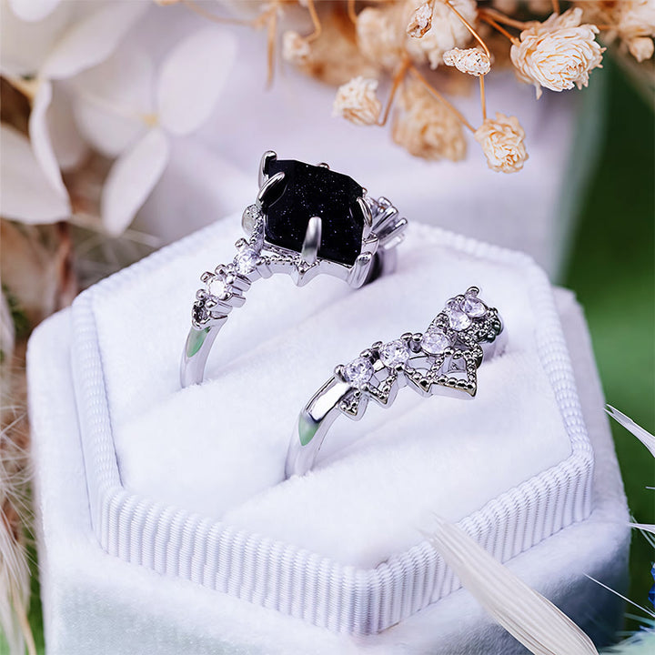 Ensemble de 2 bagues en grès bleu « Princess Crown » d'Olivenorma