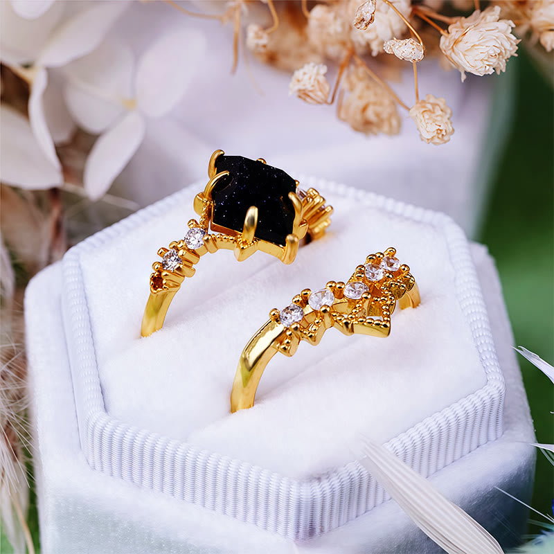 Ensemble de 2 bagues en grès bleu « Princess Crown » d'Olivenorma