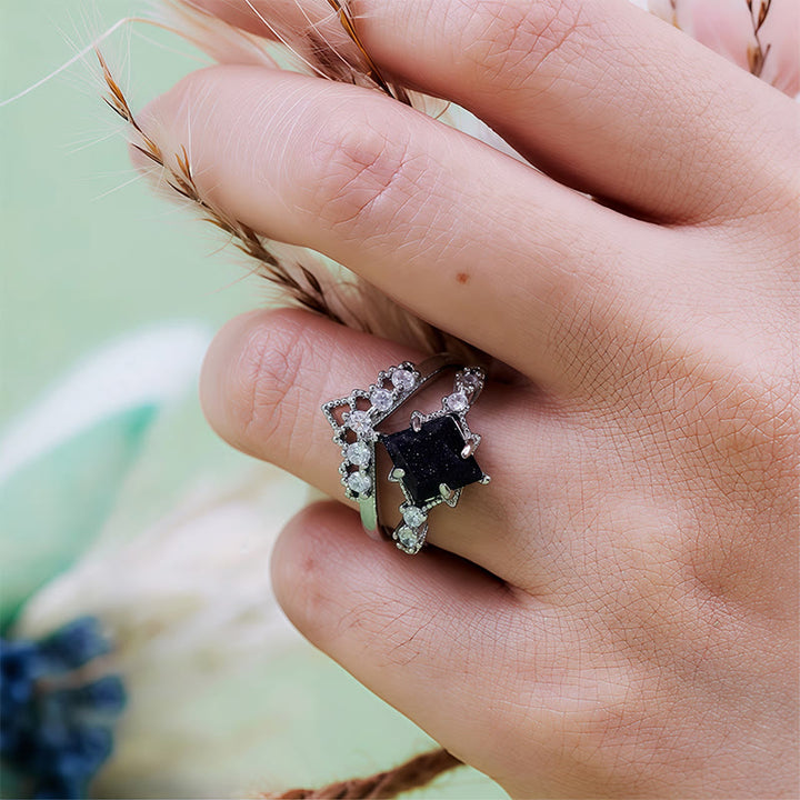 Ensemble de 2 bagues en grès bleu « Princess Crown » d'Olivenorma