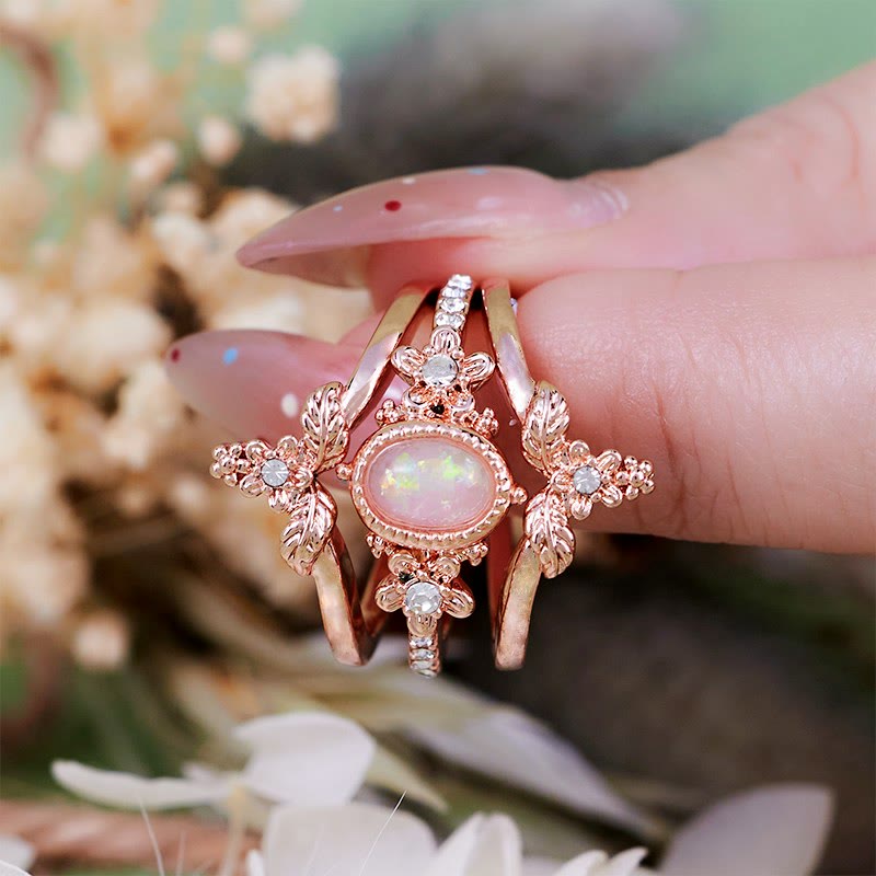 Olivenorma Lot de 3 bagues en zircon blanc opale