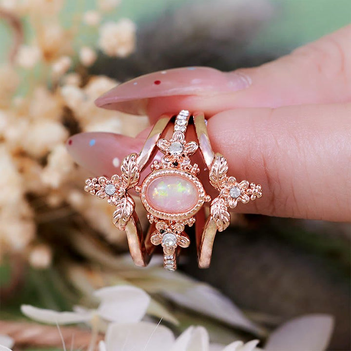 Olivenorma Lot de 3 bagues en zircon blanc opale