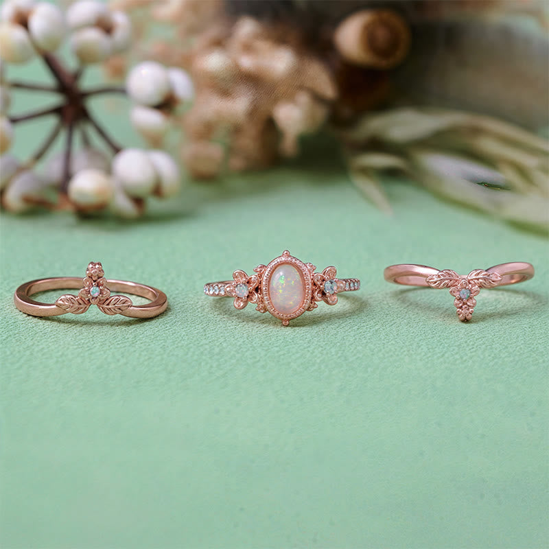 Olivenorma Lot de 3 bagues en zircon blanc opale