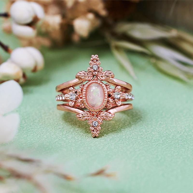 Olivenorma Lot de 3 bagues en zircon blanc opale