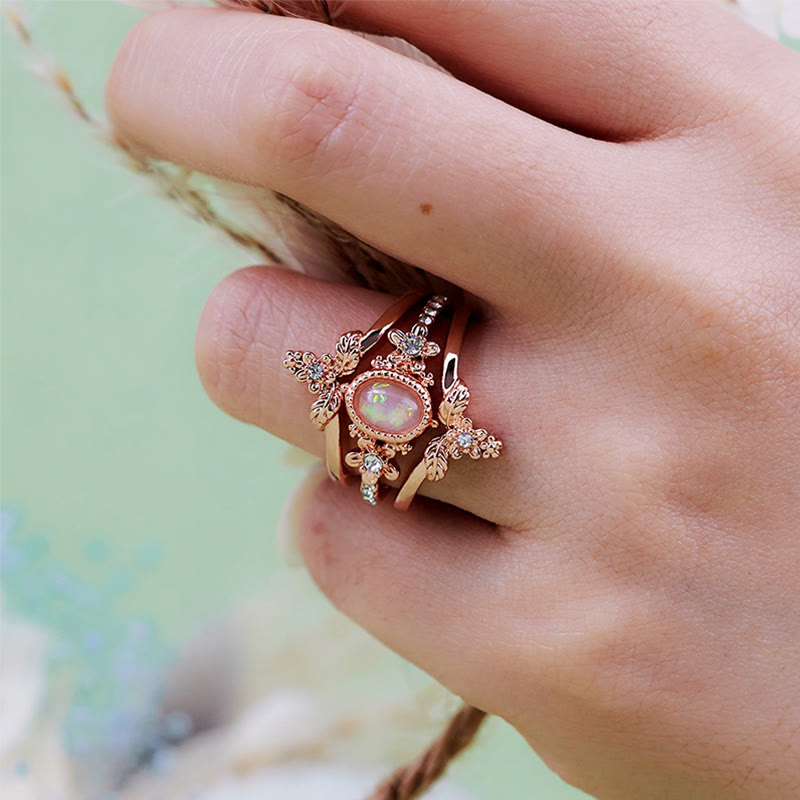 Olivenorma Lot de 3 bagues en zircon blanc opale