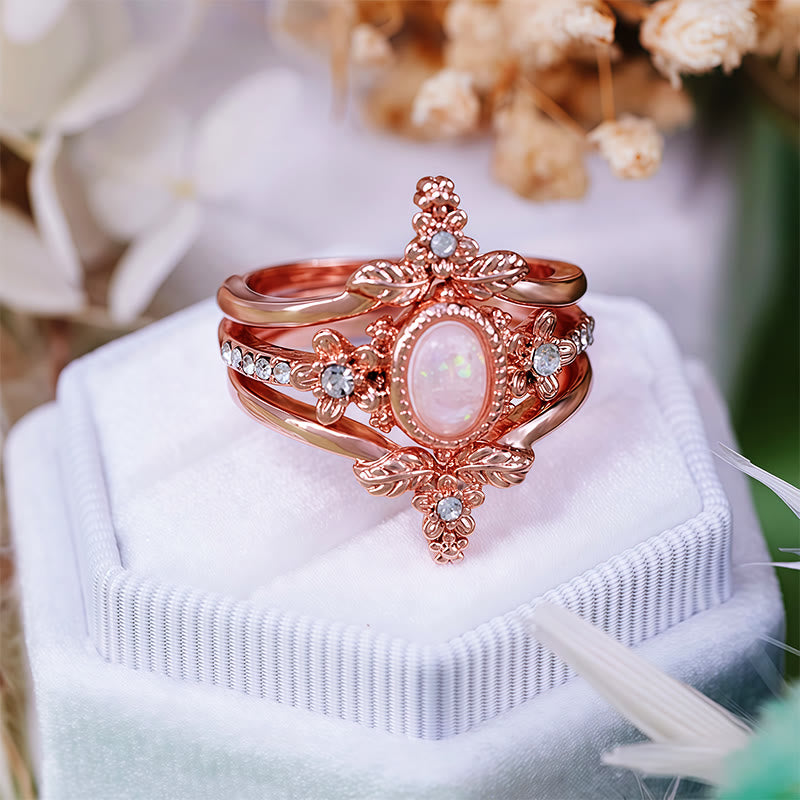 Olivenorma Lot de 3 bagues en zircon blanc opale