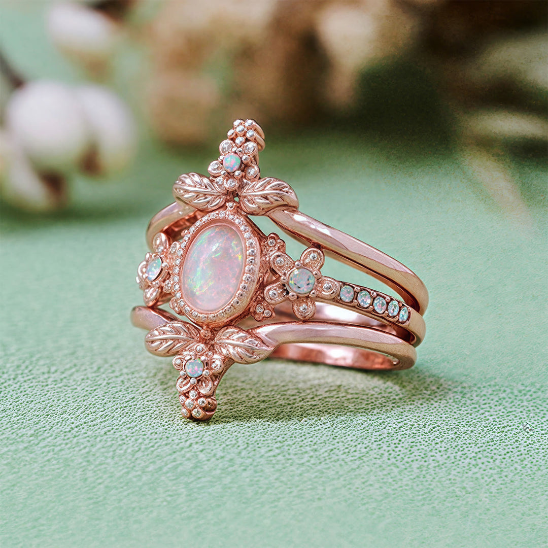 Olivenorma Lot de 3 bagues en zircon blanc opale