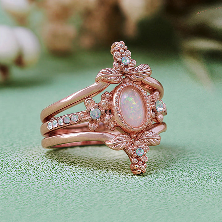 Olivenorma Lot de 3 bagues en zircon blanc opale