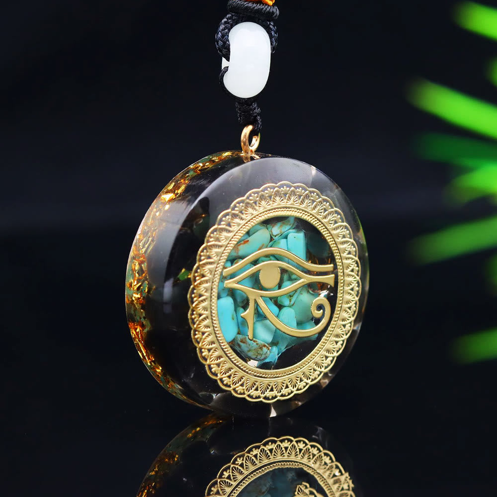 Collier orgonite époxy Olivenorma en onyx noir et turquoise